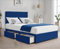Cloud Comfort Suede Fabric Divan Bed | Luxurious Small Double Bed Frame with Spring Memory Foam Mattress & Storage 2-Drawers | Plain 20” Headboard – Dreamlike Rest Awaits! (BLUE, 4FT Small Double Bed)