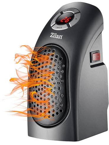 Heizlüfter Mini 400 Watt Mini Elektroheizung Mobiler Heizlüfter Keramikheizelement Keramik Heizlüfter Heizstrahler Schwarz 12h Timer Digitale LCD-Anzeige Cool-Touch Gehäuse