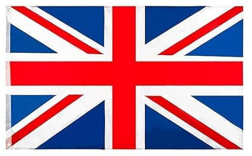 EVOKK Union Jack Flag 5ft x 3ft UK Flag with Eyelets Durable British Flags for Outdoor Use Weather Resistant United Kingdom Flags for Home Garden Events or Public Display