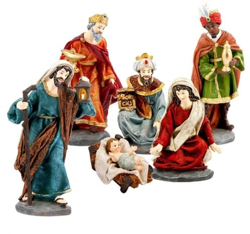Inmaculada Romero IR Krippen-Geburtsgeheimnis 6 Stück 20 cm. Figur Weihnachtskleidung Stoff klassisch Kind Jesus Jungfrau Maria Heiliger Josef DREI Könige. Unisex. Länge (cm): 20.