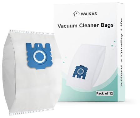 WAIKAS 12 Sacchetti per Aspirapolvere Miele FJM/GN, per Aspirapolvere Classic C1 Complete C2 C3, S2 S4 S5 S6 S8 Series 3D Efficiency Sacchetto, Blu