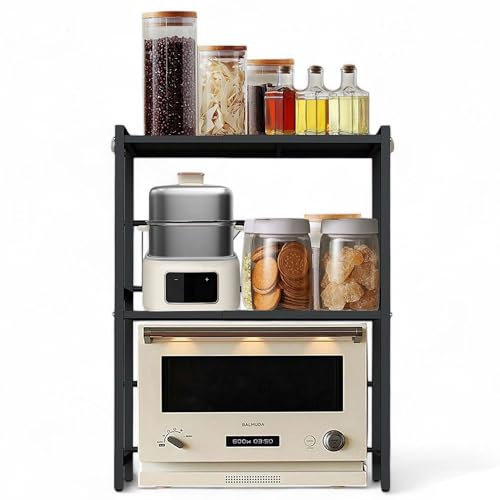 DanDiBo Verstellbares Küchenregal für Arbeitsplatte Schwarz Stehend 3 Stufig 40-64 cm Regal Küche 96614 Standregal