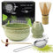 VZXZXE Juego de 6 escobas Matcha, batidor de matcha, cuchara de matcha, cuenco de matcha con caño, whisky matcha, cucharas coladoras de acero inoxidable, juego de té matcha de cerámica (juego de 6
