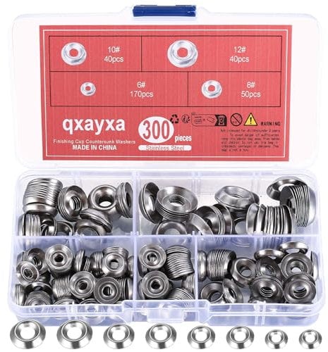 300 Pz Rondelle a Tazza per Viti, Rondelle Decorative in Acciaio Inox, Rondelle a Testa Svasata per Bulloni e Viti, Rondelle a Rosetta in Metallo, Rondella in Acciaio Inossidabile(6# 8# 10# 12#)