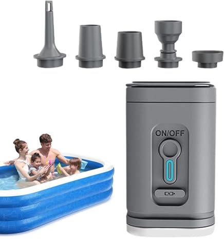 Wireless Air Pump, Portable Inflator with Camping Light, Usb Type C Rechargeable Compressor for Mattresses, Air Sofas, Pool Inflatables and Vacuum Storage Bags, 1 Set