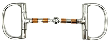 ES0073 D-Trense Einfach Gebrochen Kupfer Roller Edelstahl 13mm, 12.5 cm | Equine Smile D-Ring Kupferrollen Rolle Messing Gebisse Pferd Pony Maulschonend Trensengebiss Reitsport Ausbildungsgebis