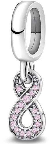 J.Fée Charms Anhänger für Damen, Anhänger für Armbänder in 925 Sterling Silber, Lila Zirkon Nummer 8 Kettenanhänger Silber, Stilvoll Schmuck Damen Geschenke für Frauen, 1 Pcs