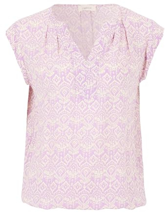 Cartoon Damen Casual-Bluse mit Muster 40, Weiß/Violett