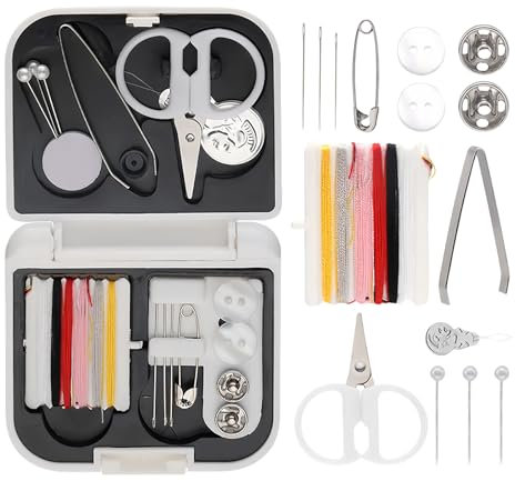 Diffaxy Mini kit de costura portátil, kit de costura para viajes y emergencias en el hogar, accesorios básicos pequeños con agujas, hilos, botones y tijeras
