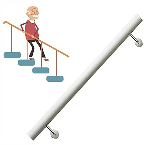 Corrimano in legno bianco per scale ringhiera il kit completo da 1 m, 1,5 m, 1,8 m, 2 m, 2,5 m, 3 m, ringhiera in legno per interni interni e interni, montaggio a parete per ristrutturazione scale 100
