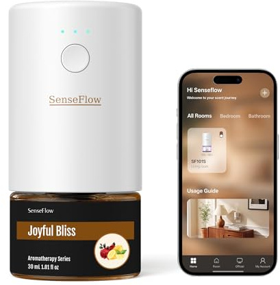 SenseFlow Diffuseur Huiles Essentielles Parfum Maison Smart WLAN SF101S Pro, Ultrasonique sans Eau, 100 % Végétal, Aromathérapie 120 Jours, pour Maison, Hôtel Jusqu’à 100 ㎡ - Joyful Bliss