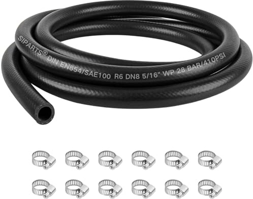 8mm Fuel Line Set, 10Ft 5/16 Inch Inner Diameter, 3 Meter Pipe with 12 Hose Clamps, Suitable for Trucks, Cars, Tractors and Small Engines