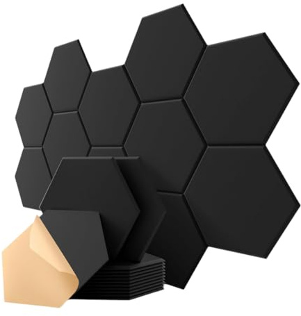 Osmond Acoustic Panel Soundproof Wall Panels Self-Adhesive for Recording Studio Office Home Black