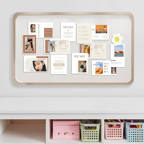 Rechteckige Filz-Pinnwand, Dekorative Pinnwand mit 25 Pinnnadeln, Große Filz Pinnwand Selbstklebend für 60x80cm, Faltbare Filzboard Memotafeln für Büro, Schule, Fotos Memos und Pinnwande-Organizer