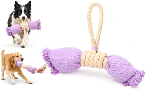 Flamingo Hundespielzeug - Joanie Twist-Zerrseil mit Schleife Violett/Gelb - Polyester - Zum Zerren und Kauen - 48 x 35,5 x 9,5 cm