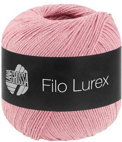LANA GROSSA Filo Lurex | Edles, fest verzwirntes Baumwollgarn mit dezentem Lurexschimmer | Handstrickgarn aus 94% Baumwolle und 6% Polyester | 50g Wolle, Stricken & Häkeln | 145m FB 7