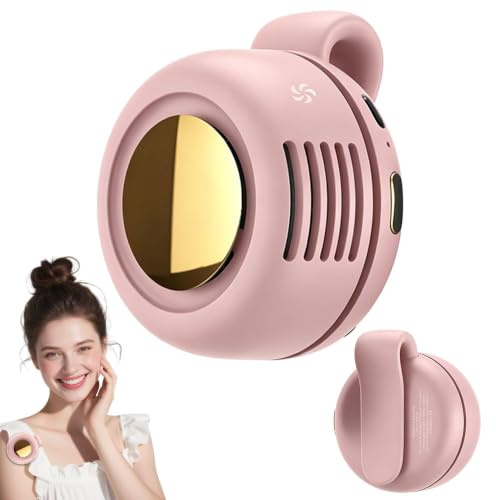 Tragbarer Clip Ventilator, Leiser Mini Ventilator ohne Flügel, mit 3 Geschwindigkeiten & 360° Drehbarem Luftstrom, Wiederaufladbar, 2026 Neu Taillenclip Ventilators für Outdoor, Reisen und Büro (Rosa)