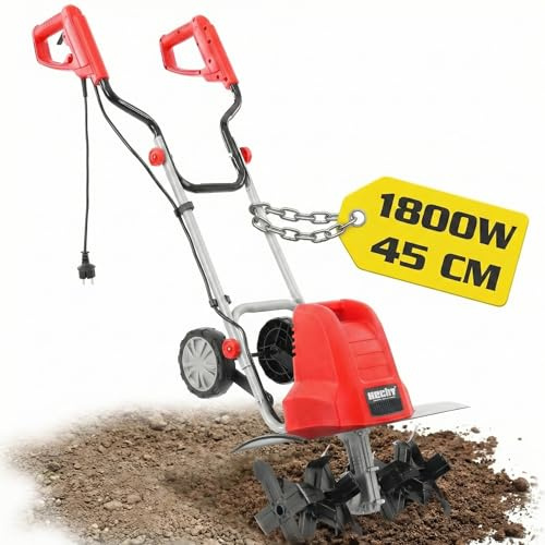 HECHT Elektro Gartenfräse 1800 W 45 cm Arbeitsbreite | Elektrische Motorhacke, Bodenfräse und Bodenhacke, Metallgetriebe, 24 Stahlmesser, 11 kg, ohne Benzin