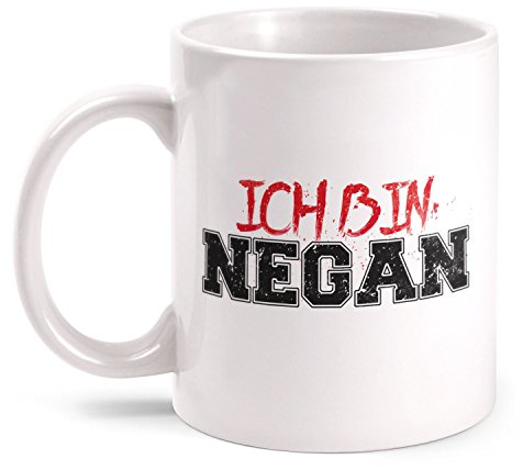 Fashionalarm Tasse Ich bin Negan beidseitig bedruckt mit Motiv Serie T-W-D | Geschenk Idee Fans | Dead Walking Lucille Saviors Baseballschläger, Farbe:weiß