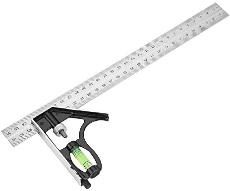 Fdit Verstellbar Kombination Quadratisch Metall Rule Messung Rechts Winkel Lineal Werkzeug 300 mm 30,5 cm