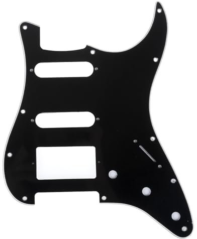 Musiclily Pro 11 Löcher HSS Strat Pickguard Gitarren Schlagbrett für American Modern Style Stratocaster E-Gitarre,3 lagig Schwarz