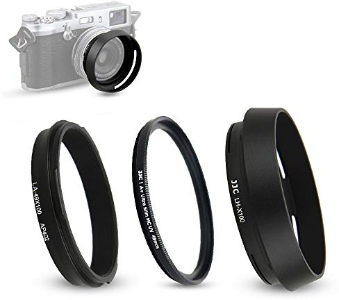 Gegenlichtblende Adapter Ring UV-Filter Kit für Fujifilm Fuji X100 X100VI X100V X100F X100S X100T X70 Kamera Ersetzt Fujifilm LH-X100 Streulichtblende AR-X100 Adapterring (Schwarz)