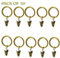 Pack of 10 Metal Curtain Rings with Clips, Pole Rod Voile Net Curtain Drapery Hanging Rings with Hooks (Antique Brass)