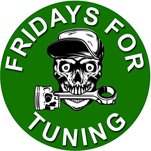Fridays for Tuning Auto Aufkleber mit Kolben Skull Schädel - Petrolhead - Fuck You Greta Aufkleber - es reicht Autoaufkleber Tuining Sticker Autotuning CO 2 Skandal