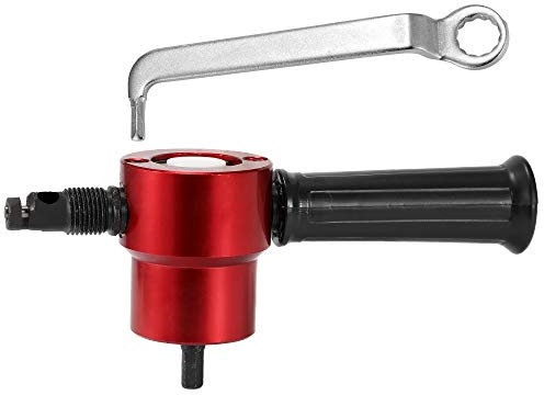 TOOLSTAR Metal Nibbler Cutter, 360 Degree Double Head Nibble Metal Cutting Sheet Nibbler Saw Cutter Adjustable Drill Attachment Power Tool (Red)