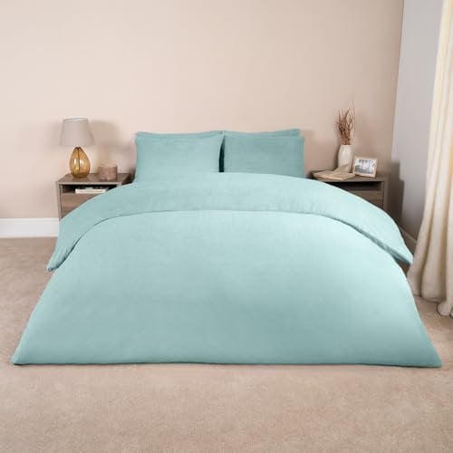 Brentfords Blue Superking Fleece Duvet Set, Teddy Fleece Bedding Superking Winter Bedding Christmas Duvet Set Super King Size with Pillowcases Super Soft Warm Cosy