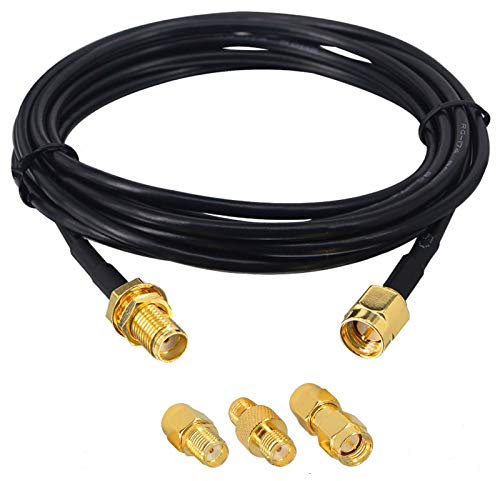 BOOBRIE Kit Rallonge SMA 3M&Connecteur SMA SMA Câble Coaxial RG174 SMA Mâle SMA Femelle 3 Mètres+3 PCS Adaptateur RF SMA à SMA pour WiFi Antenne 3G 4G LTE, Antenne d'équipement GPS SDR, Antenne Radio