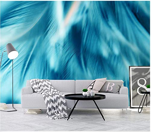 Fototapete 3D Effekt Blaue Geometrische Riesige Feder Fototapete Vlies Tapete Bilder Wand Wanddeko Dekoration 430x300cm