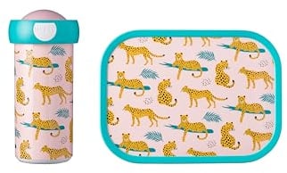 Mepal - Lunch-Set Campus - Lunch-Set für Kinder mit Verschlussbecher & Lunch Box - Lunch-Set für die Schule oder Unterwegs - Spülmaschinenfest & BPA-frei - 300 ml + 750 ml - Leopard