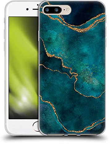 Head Case Designs Offizielle LebensArt Glam Türkis Mineralischer Marmor Gel Handyhülle Hülle [Militärischer Schutzgrad] Kompatibel mit Apple iPhone 7 Plus/iPhone 8 Plus