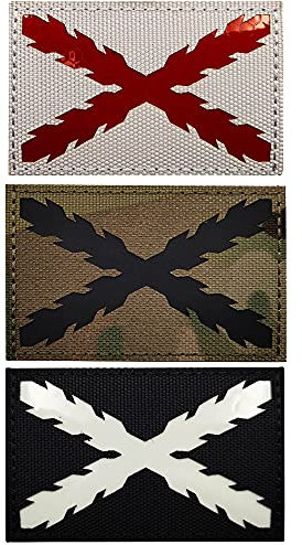 Parche reflectante infrarrojo IR español nacional Royal Tercios bandera de cruz de borgoña, brillante bandera de España oscura DIY emblema moral táctico militar brazalete insignias parches decorativos