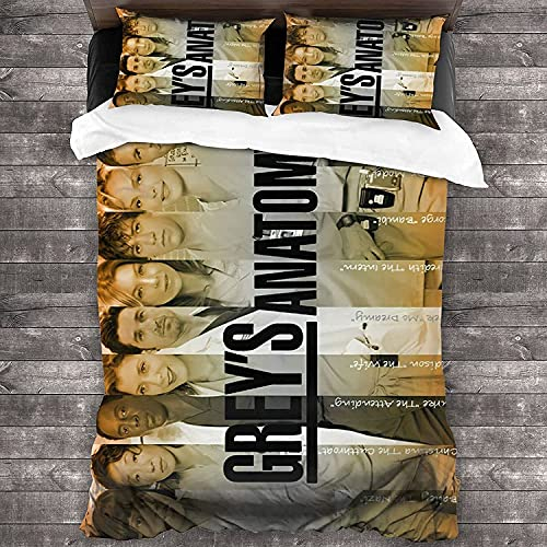 NICHIYOBI Grey's Anatomy Bettbezug Bettwäsche Set - Bettbezug und Kissenbezug,Mikrofaser,3D Digital Print dreiteiliger Bettwäsche (6,Single 135x200cm)