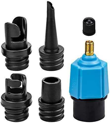 LONGINTO Inflatable SUP Pump Adaptor, Multifunction Air Pump Converter with 4 Air Valve Nozzles for Inflatable Boat, Stand Up Paddle Board, Inflatable Bed Blue