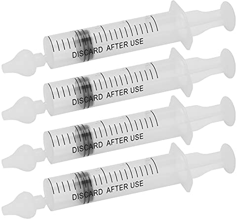 Irrigador nasal de silicona, 4 piezas Irrigador nasal profesional para bebés 20 ml Jeringa portátil Limpiador de nariz infantil Dispositivo de enjuague para uso doméstico y de viaje Limpieza profunda,