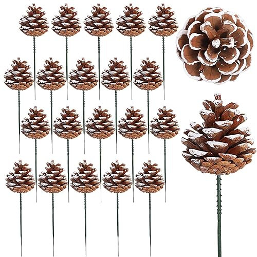 Natürliche Tannenzapfen mit Schneespitze, Tannenzapfen, Großpackung Ornamente mit grünem Draht – für Weihnachtskranz, Girlanden, Dekoration, Weihnachtsbaumdekoration, Zuhause, Party, Urlaub