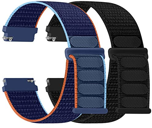 Huamanlou Nylon Watch Straps 16mm 18mm 20mm 22mm Quick Release Watchband for Men and Women, Adjustable Breathable Woven Sport Straps, 2 PACK