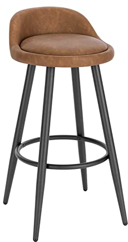 WOLTU Barhocker, Barstuhl Küchenhocker, hoher Hocker mit Rückenlehne Fußstütze, aus Kunstleder Metall, für Bars Theken Bistros, Braun, BH327br-1