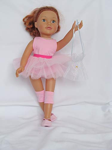 Ballet tutu, leotard, leg warmers, shoes and bag to fit 18 dolls like Designafriend, Our Generation, Sindy