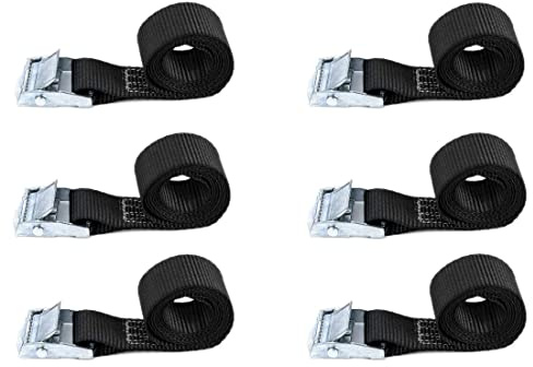 TuTuYa Lashing Straps, 6PK 2.1Ft x 0.98In (65x2.5cm) Tie Down Straps Black Heavy Duty Adjustable Retaining Short Straps Tensioning Belts with Buckle for Vans, Bicycle, Trailer, Luggage