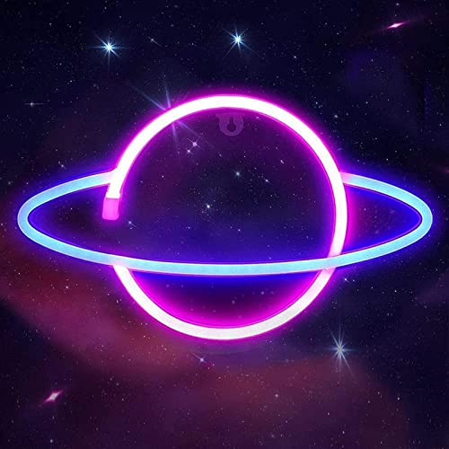 Planet Neon Sign Probuk Acryl Neon Light Neon Schild, Batterie oder USB Powered Planet Nachtlampe Neon Bar Schild Leuchten Buchstaben Wandleuchten, Gaming Deko LED Deko Neon Schilder