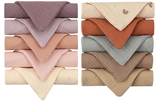 Reoyloep 9.06x9.06 Baby Waschlappen, 10-Pack Musselin Baumwolle Baby Handtücher,Weiche Waschlappen Essentials Dusche Registry Geschenk