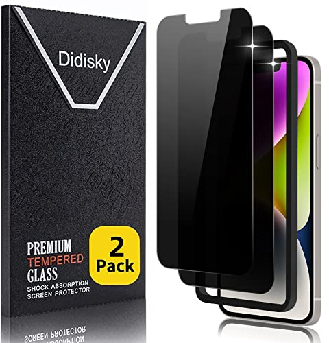 Didsky Lot de 2 Protecteur Verre Trempé Anti-Espion pour iPhone 14 Plus,iPhone 13 PRO Max 6.7'' et Kit Installation Offert Facile à Installer, résistance aux Rayures,9H,Haute définition