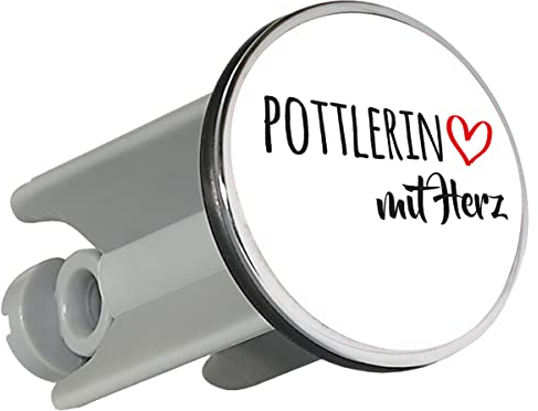 Huuraa Waschbeckenstöpsel Pottlerin mit Herz Geschenk 4cm höhenverstellbar 6,5 bis 8,5cm Pottlerin Geschenkidee