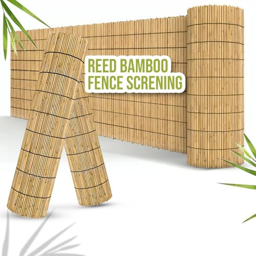TradeXone Reed bamboo fence screening extra thick garden screening suitable choice for bamboo screening provide an instant solution for outdoor privacy screen wind and sun protection (1.2m x 4m)