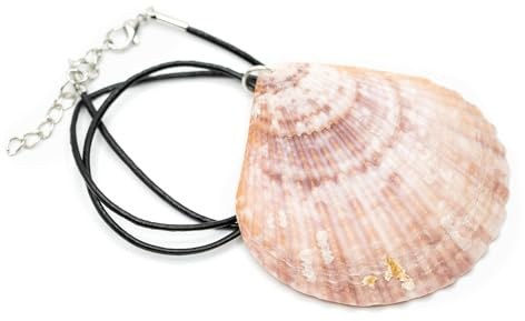 Miniblings Collier véritable Coquille Saint-Jacques Collier Pendentif Blanc Marron