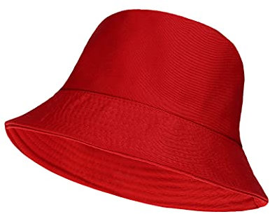 Bucket Hats Fisherman Style Plain Simple Bucket Hat for Women Men Girls or Boys | Brimmed Sun Hat for Football Hiking Fishing Festival Beach Holiday One Size Fits All (Red)